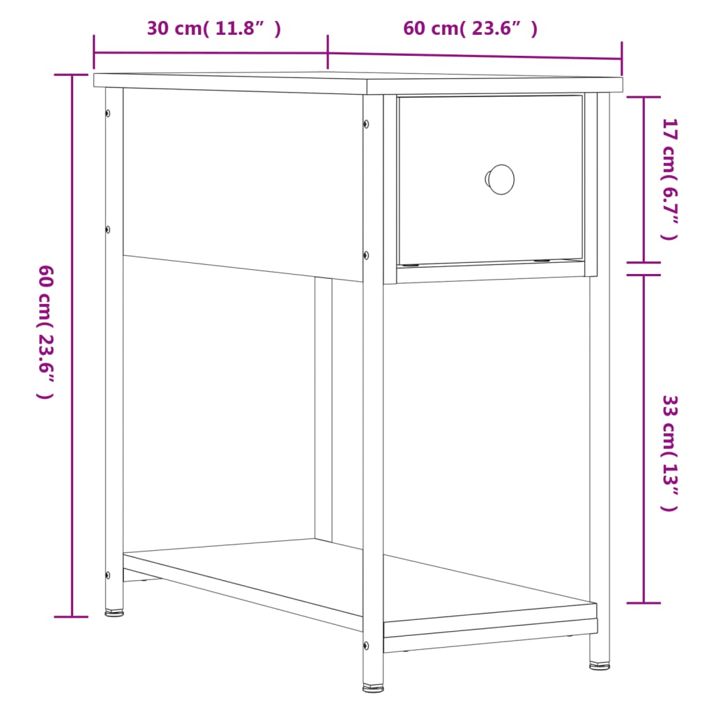 Noćni ormarići 2 kom boja hrasta 30x60x60 cm konstruirano drvo