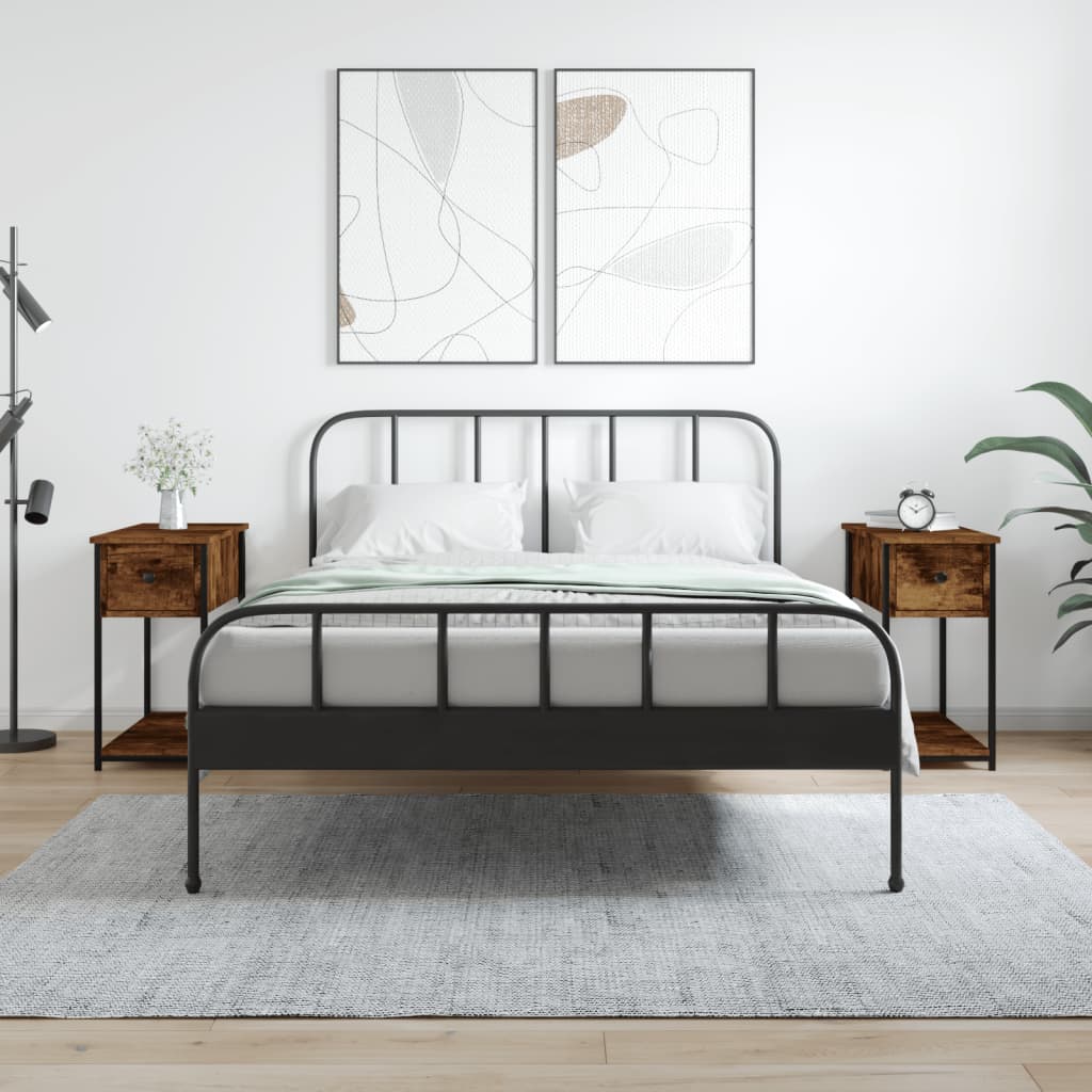 Noćni ormarići 2 kom boja hrasta 30x60x60 cm konstruirano drvo