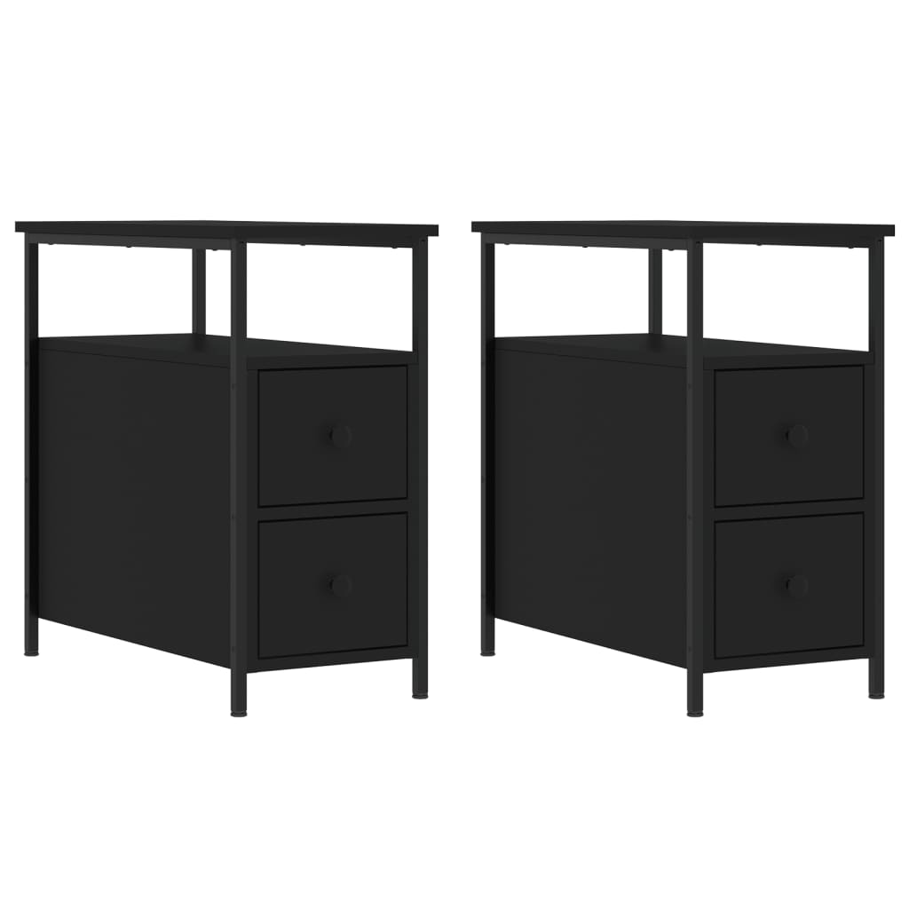 Noćni ormarići 2 kom crni 30 x 60 x 60 cm od konstruiranog drva