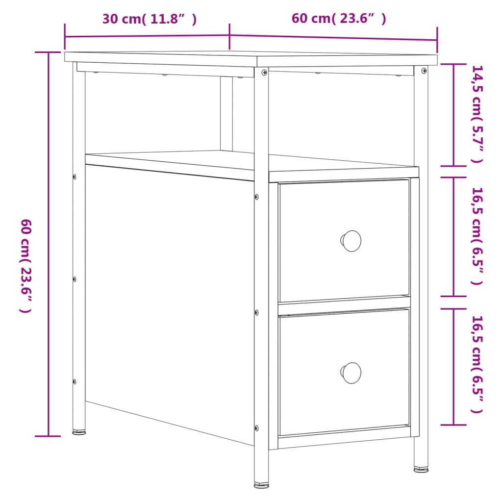 Noćni ormarići 2 kom crni 30 x 60 x 60 cm od konstruiranog drva