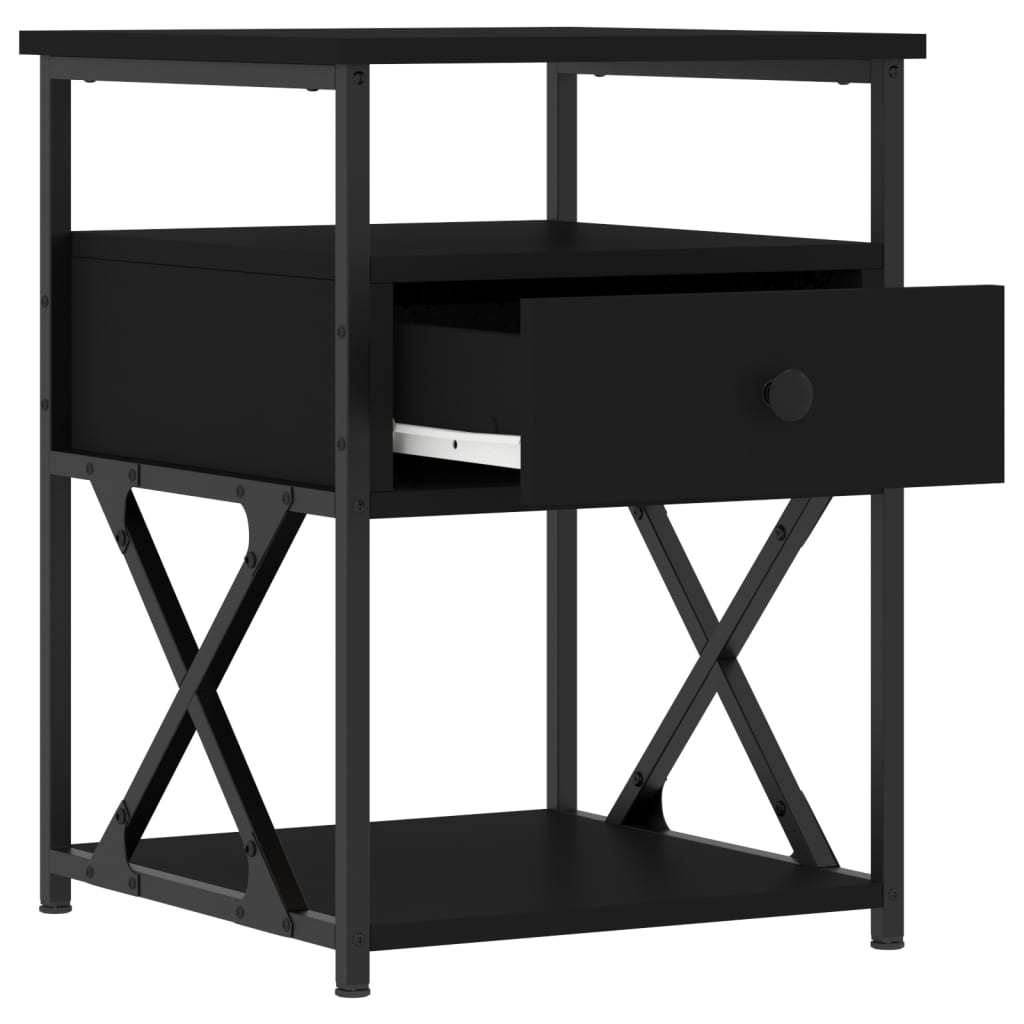 Noćni ormarići 2 kom crni 40 x 42 x 55 cm od konstruiranog drva