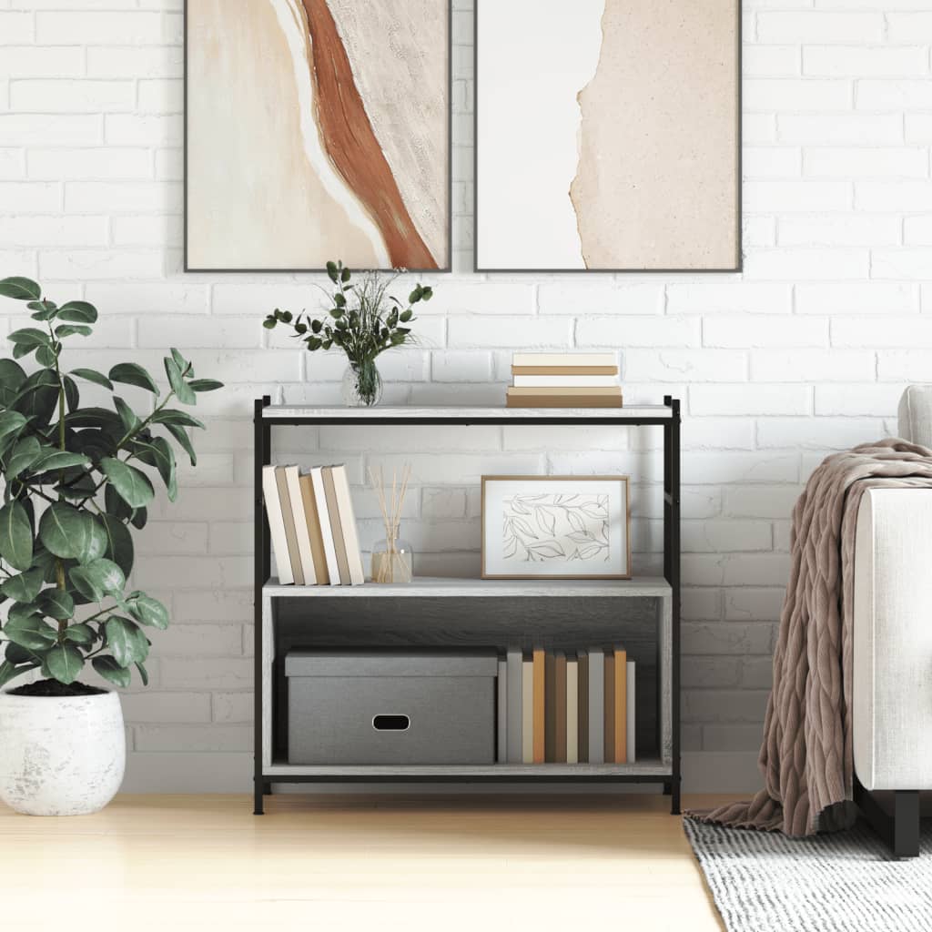 Regal za knjige siva boja hrasta 80x30x78,5 cm drvo i željezo