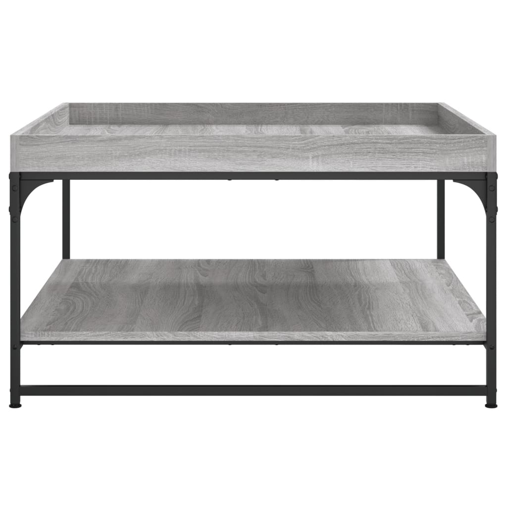 Stolić za kavu siva boja hrasta 80x80x45 cm od drva i željeza