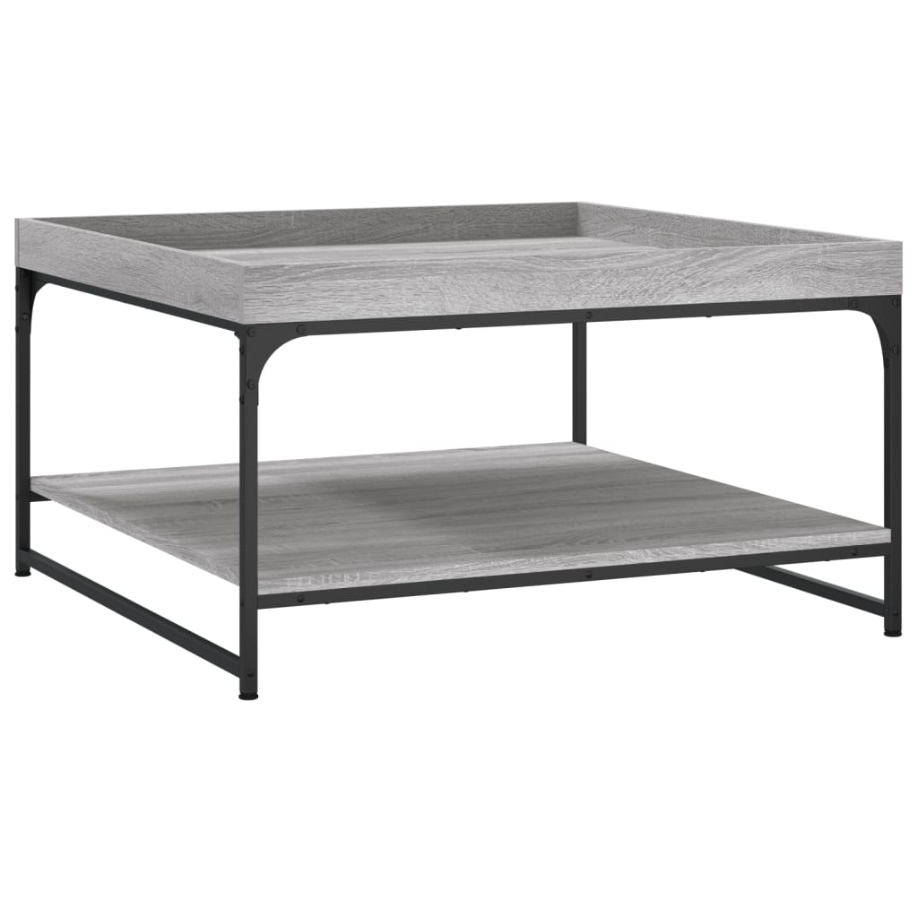 Stolić za kavu siva boja hrasta 80x80x45 cm od drva i željeza