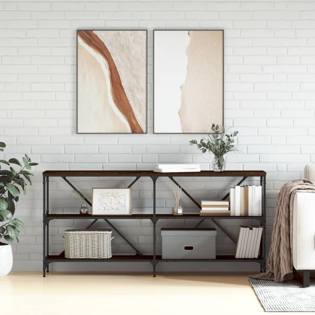 Konzoni stol boja smeđeg hrasta 160x30x75 cm od drva i željeza