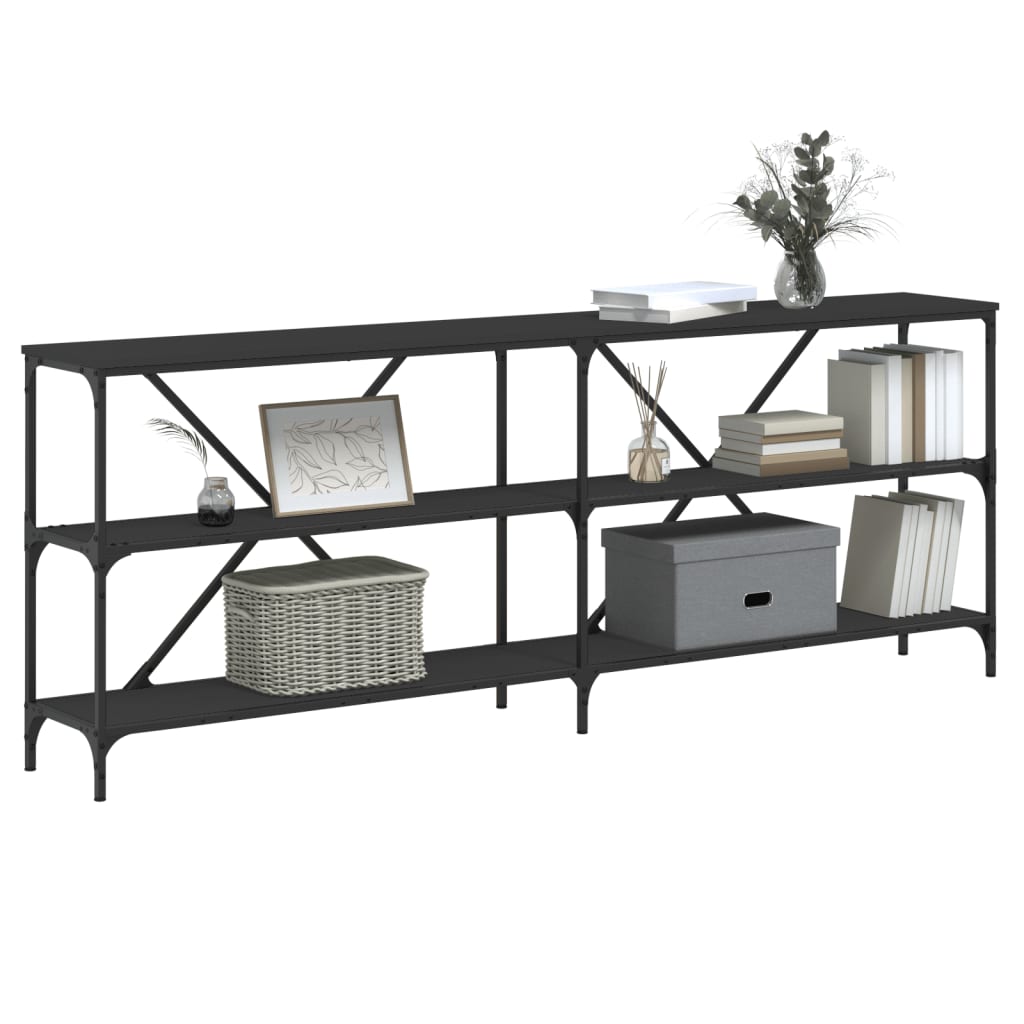 Konzolni stol crni 200x30x75 cm od konstruiranog drva i željeza