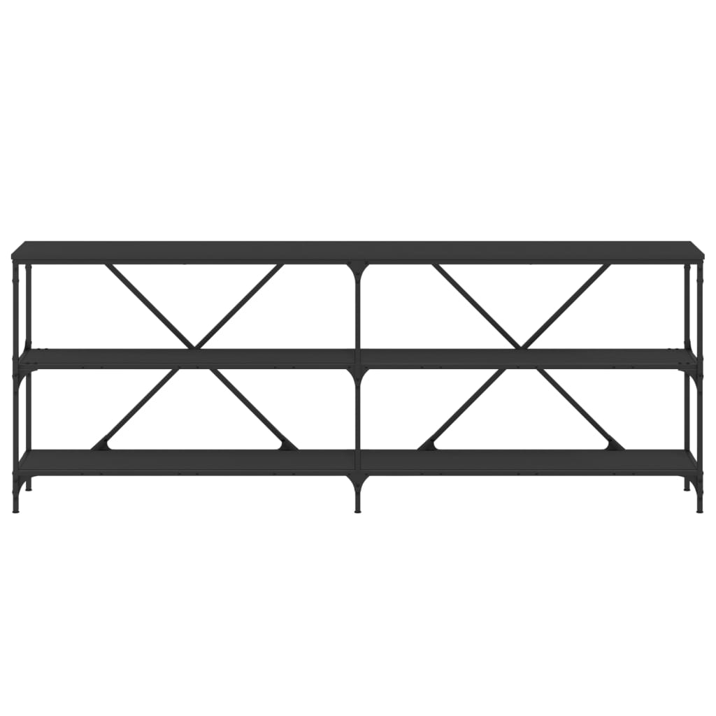 Konzolni stol crni 200x30x75 cm od konstruiranog drva i željeza