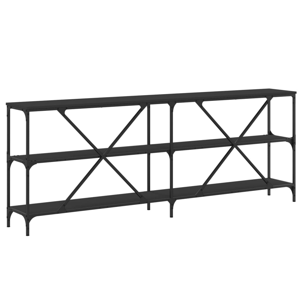Konzolni stol crni 200x30x75 cm od konstruiranog drva i željeza