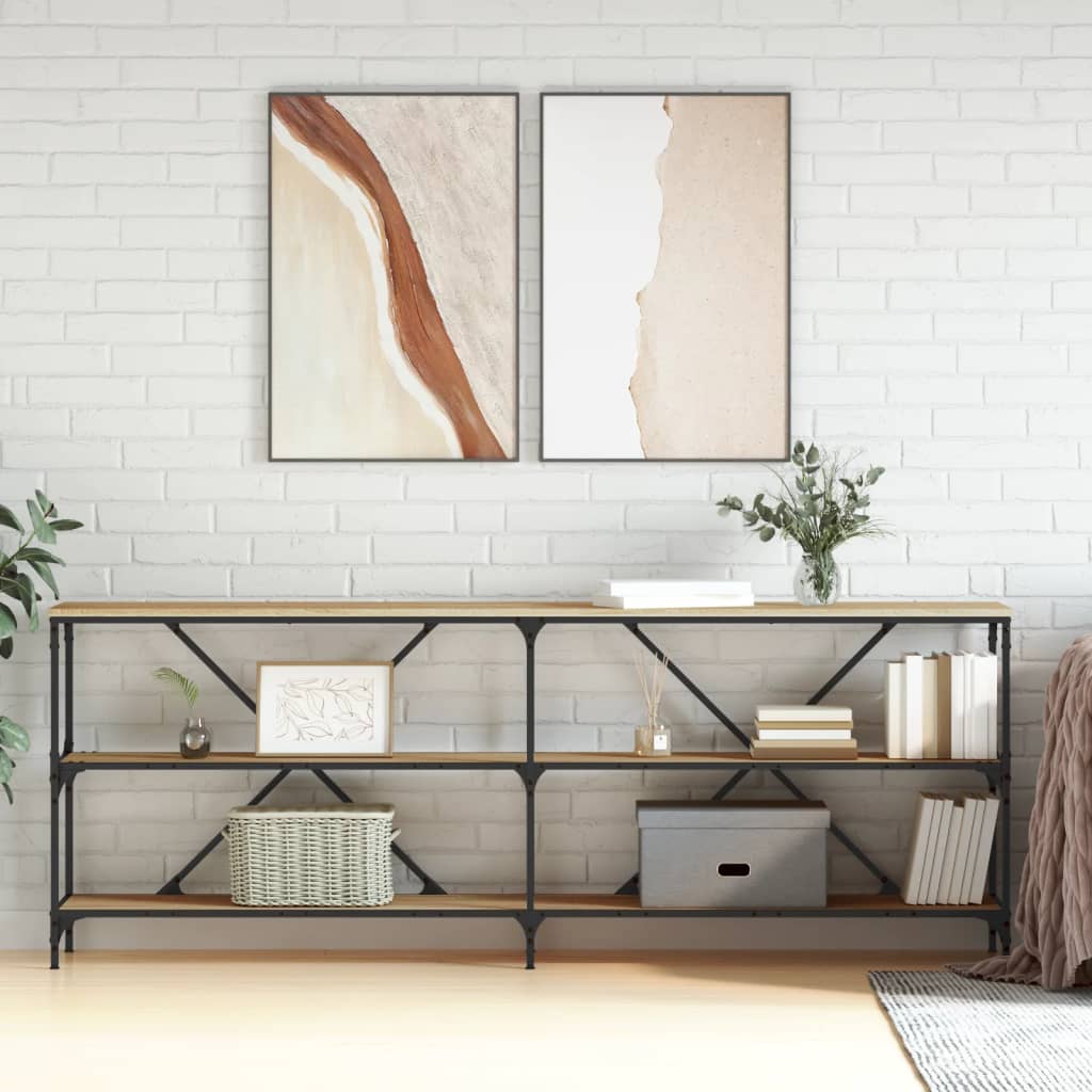 Konzolni stol boja hrasta sonome 200x30x75 cm od drva i željeza