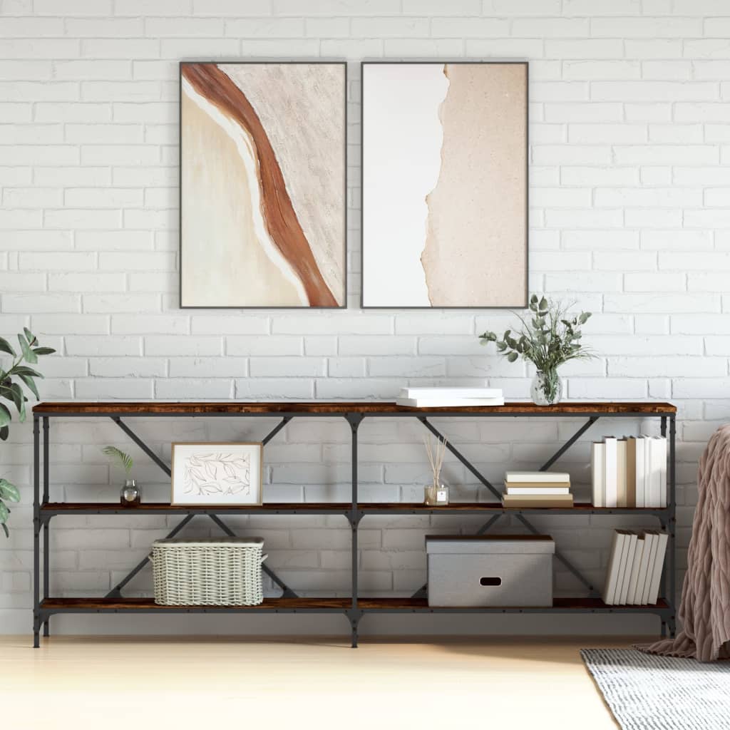 Konzolni stol boja hrasta 200 x 30 x 75 cm od drva i željeza