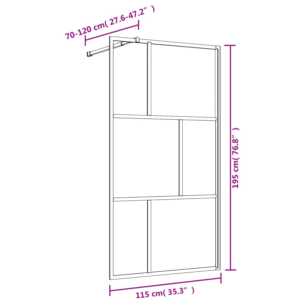 Stijenka za walk-in tuš sa staklom ESG crvena 115 x 195 cm