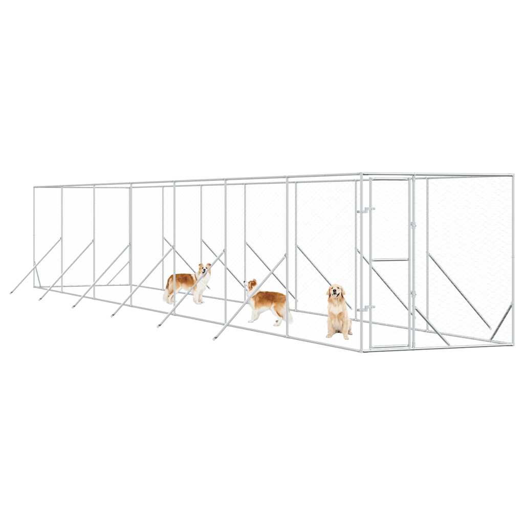 Vanjski kavez za pse srebrni 2 x 14 x 2 m od pocinčanog čelika
