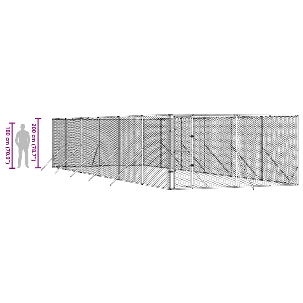 Vanjski kavez za pse srebrni 4 x 12 x 2 m od pocinčanog čelika