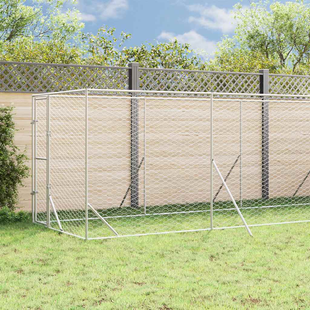 Vanjski kavez za pse s krovom srebrni 2x10x2,5m pocinčani čelik
