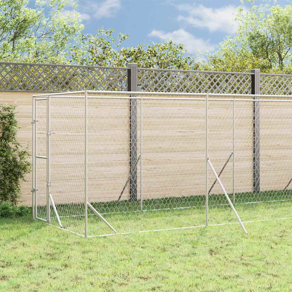 Vanjski kavez za pse s krovom srebrni 2x14x2,5m pocinčani čelik