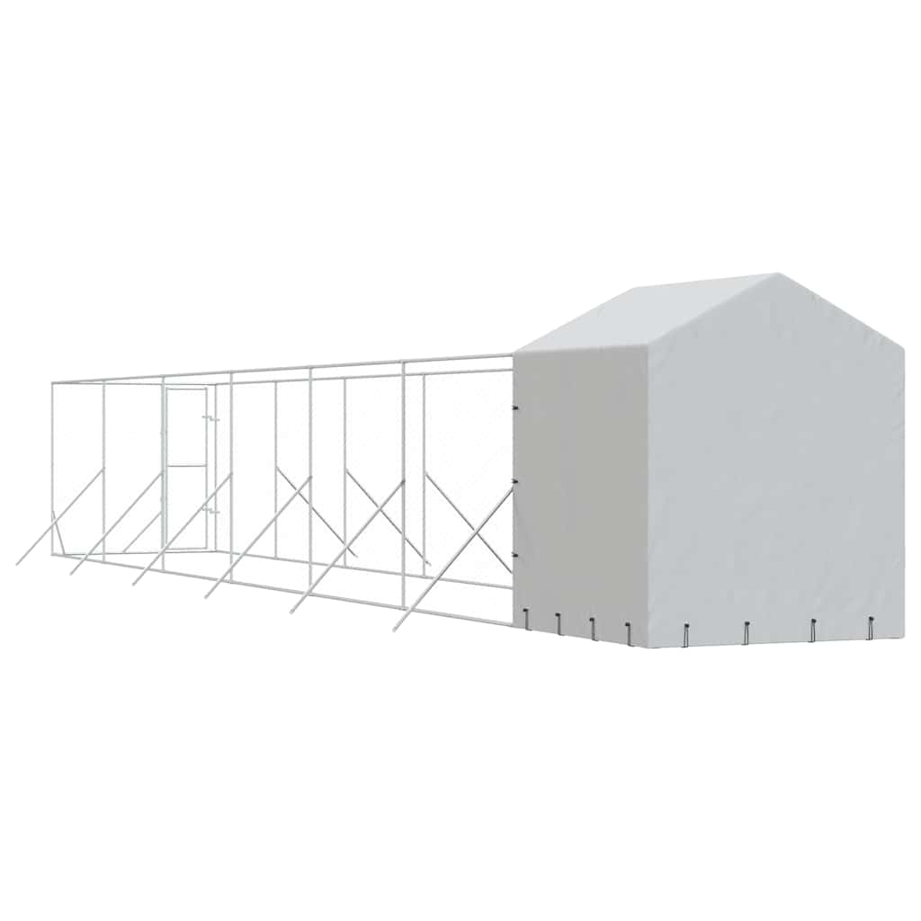 Vanjski kavez za pse s krovom srebrni 2x14x2,5m pocinčani čelik
