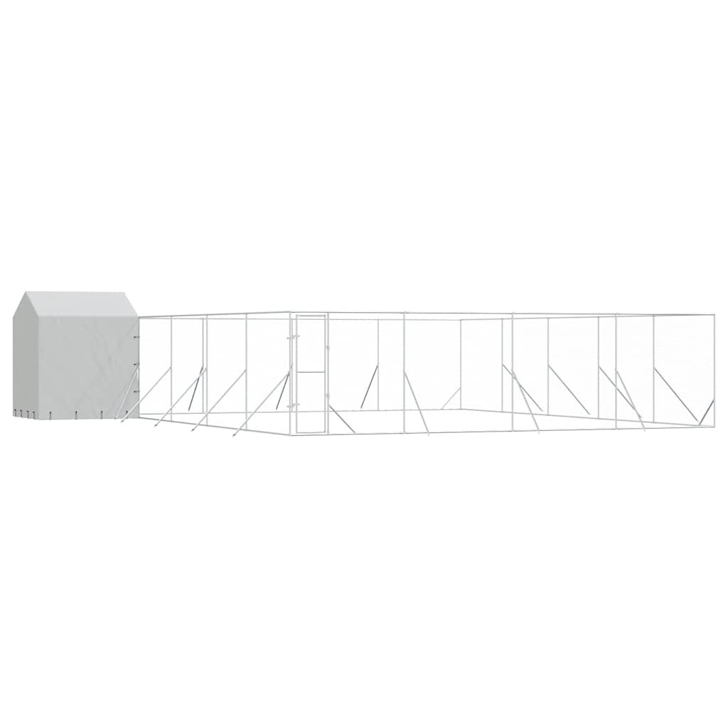 Vanjski kavez za pse s krovom srebrni 10 x 10 x 2,5 m čelični