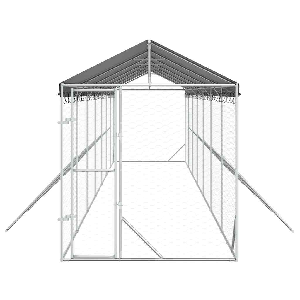 Vanjski kavez za pse s krovom srebrni 2x14x2,5m pocinčani čelik