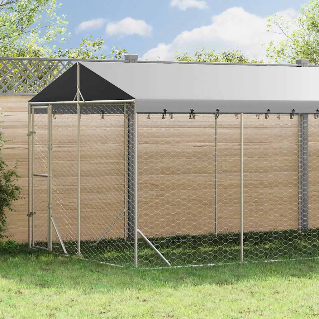 Vanjski kavez za pse s krovom srebrni 3x9x2,5 m pocinčani čelik
