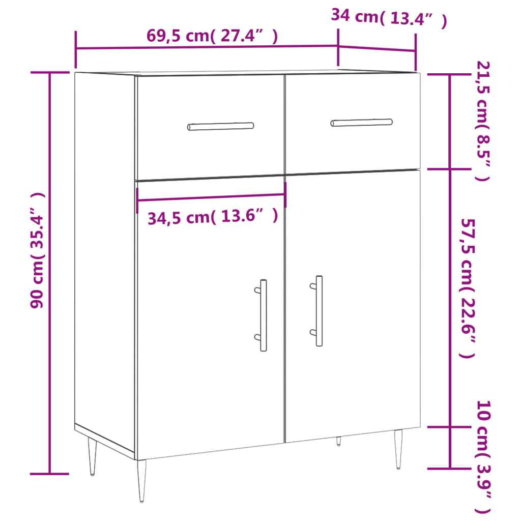 Komoda boja hrasta sonome 69,5 x 34 x 90 cm konstruirano drvo