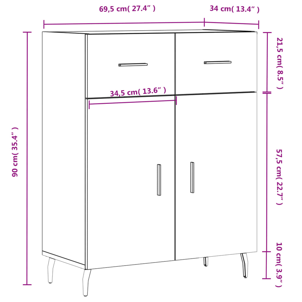 Komoda boja hrasta sonome 69,5 x 34 x 90 cm konstruirano drvo