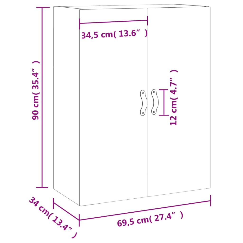 Zidni ormarić boja dimljenog hrasta 69,5 x 34 x 90 cm
