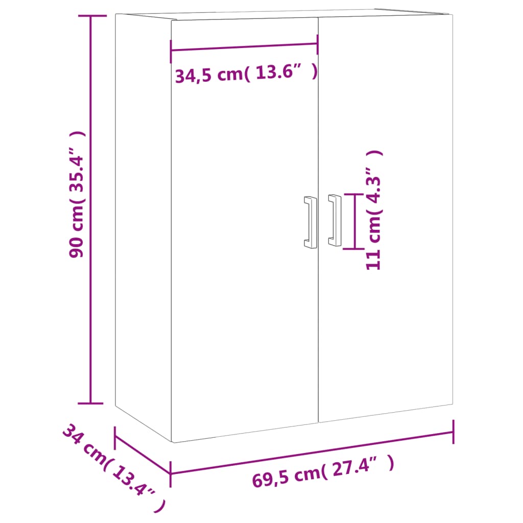 Zidni ormarić siva boja hrasta sonome 69,5 x 34 x 90 cm