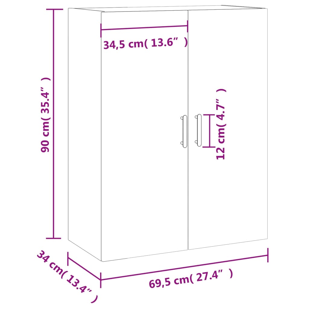 Zidni ormarić siva boja hrasta sonome 69,5 x 34 x 90 cm