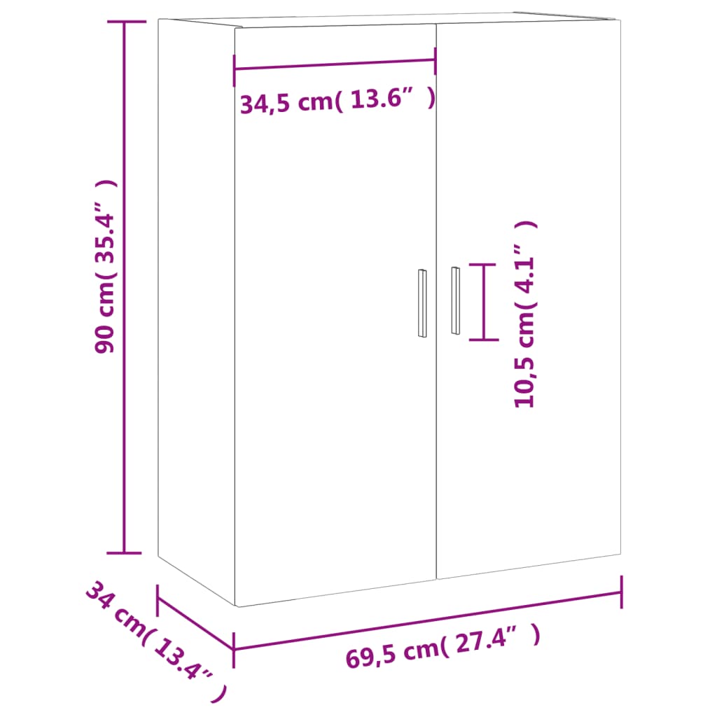 Zidni ormarić siva boja hrasta sonome 69,5 x 34 x 90 cm