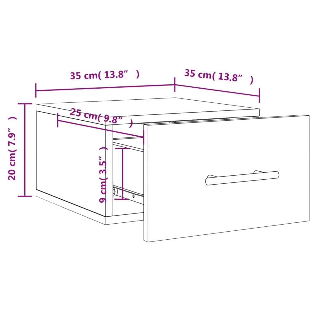 Zidni noćni ormarići 2 kom dimljenog hrasta 35x35x20 cm
