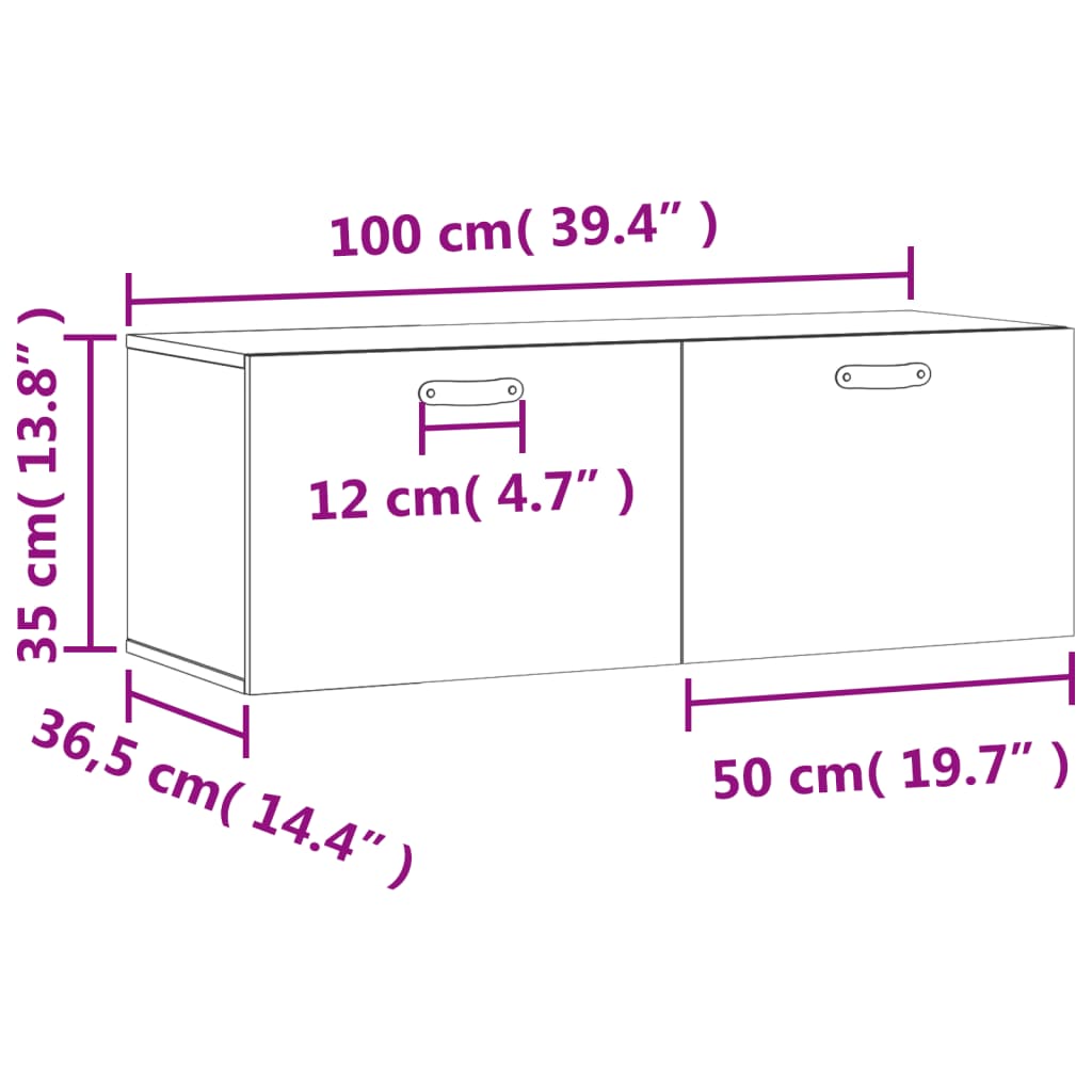 Zidni ormarić siva boja hrasta 100x36,5x35 cm konstruirano drvo