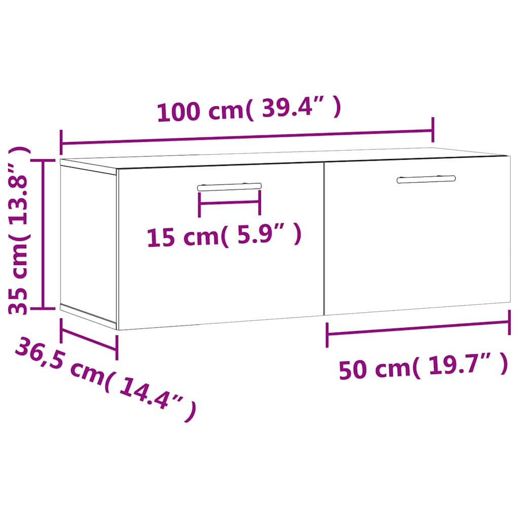 Zidni ormarić siva boja hrasta 100x36,5x35 cm konstruirano drvo