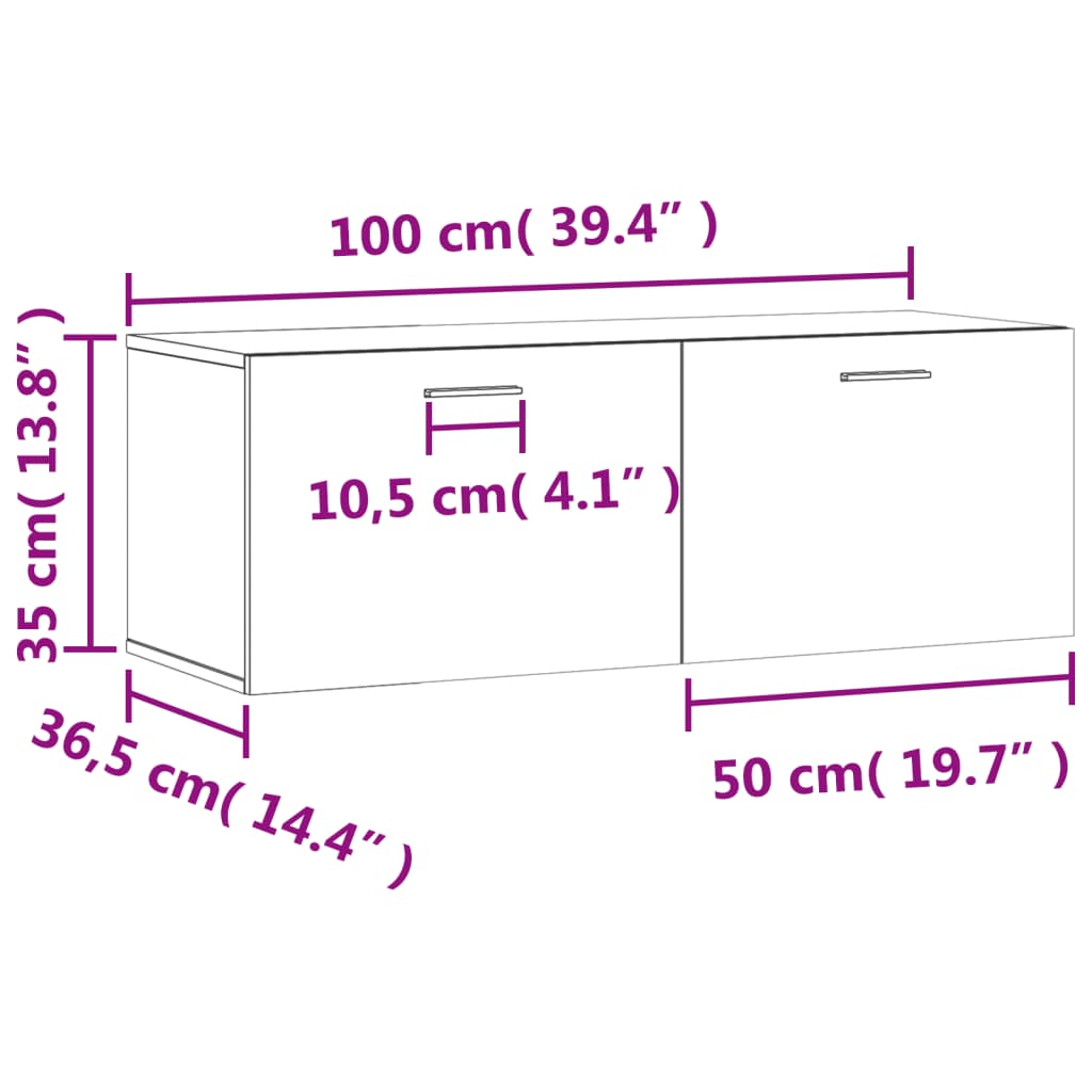 Zidni ormarić bijeli 100 x 36,5 x 35 cm od konstruiranog drva