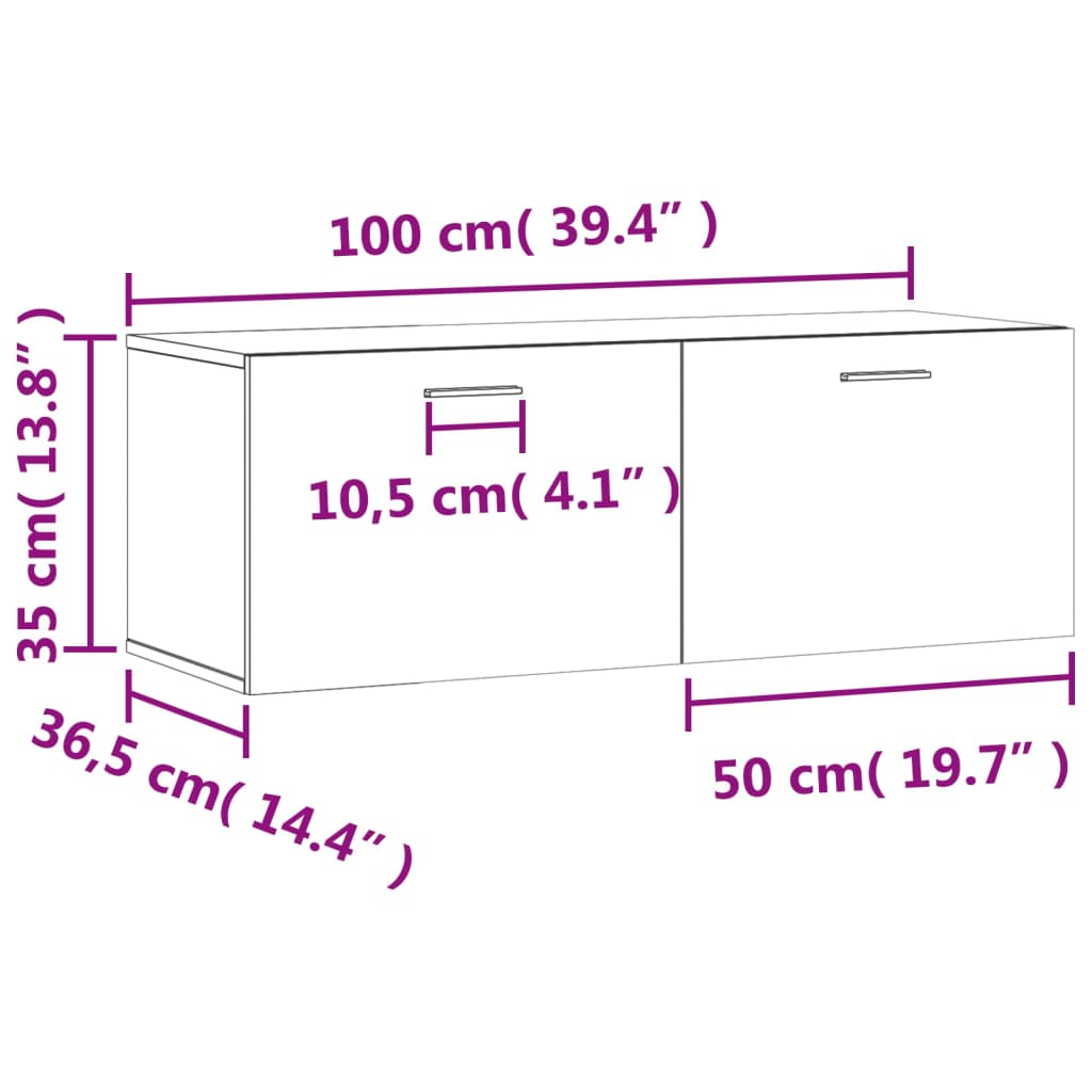 Zidni ormarić boja hrasta 100 x 36,5 x 35 cm konstruirano drvo