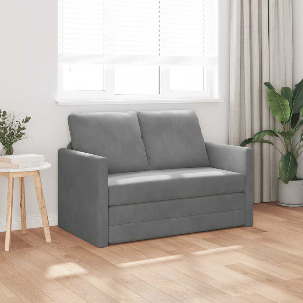 Podni kauč na razvlačenje 2-u-1 tamnosivi 122x204x55 cm baršun