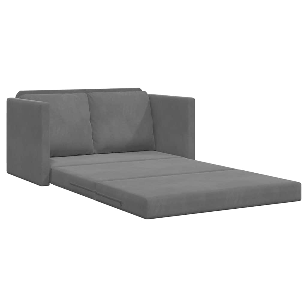 Podni kauč na razvlačenje 2-u-1 tamnosivi 122x204x55 cm baršun