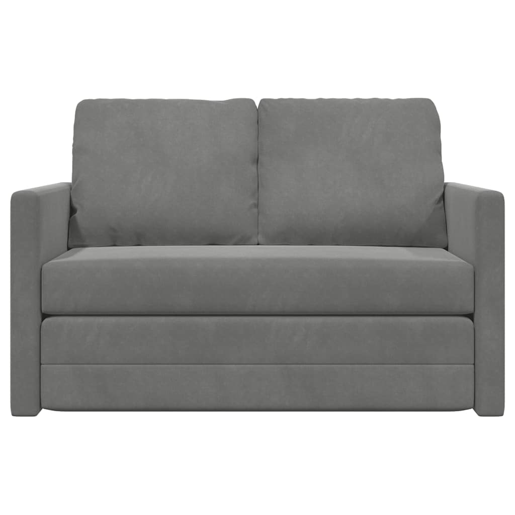 Podni kauč na razvlačenje 2-u-1 tamnosivi 122x204x55 cm baršun