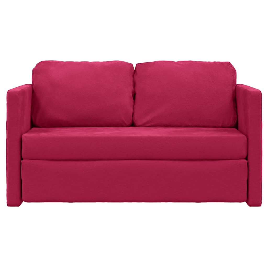 Podni kauč na razvlačenje 2-u-1 boja vina 122x204x55 cm baršun