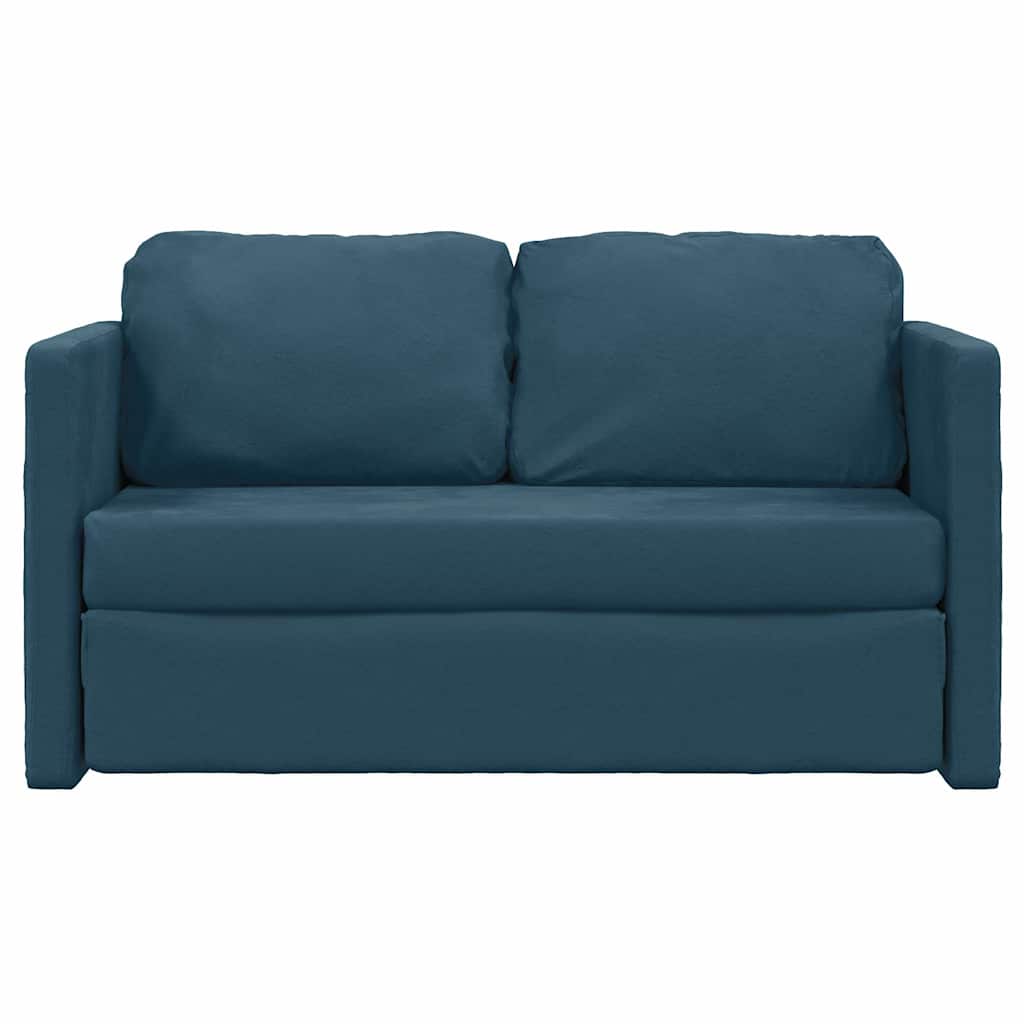 Podni kauč na razvlačenje 2-u-1 plavi 122x204x55 cm baršunasti