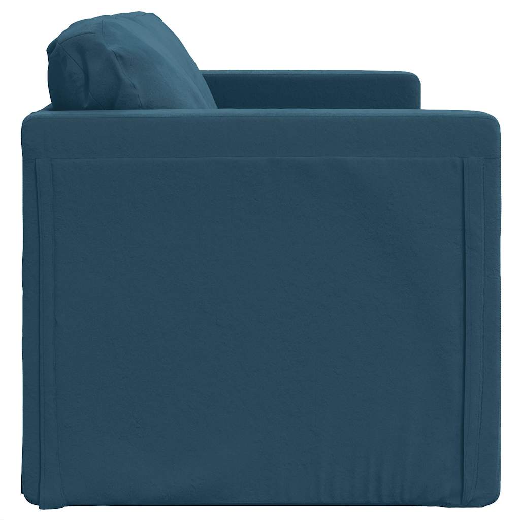 Podni kauč na razvlačenje 2-u-1 plavi 122x204x55 cm baršunasti