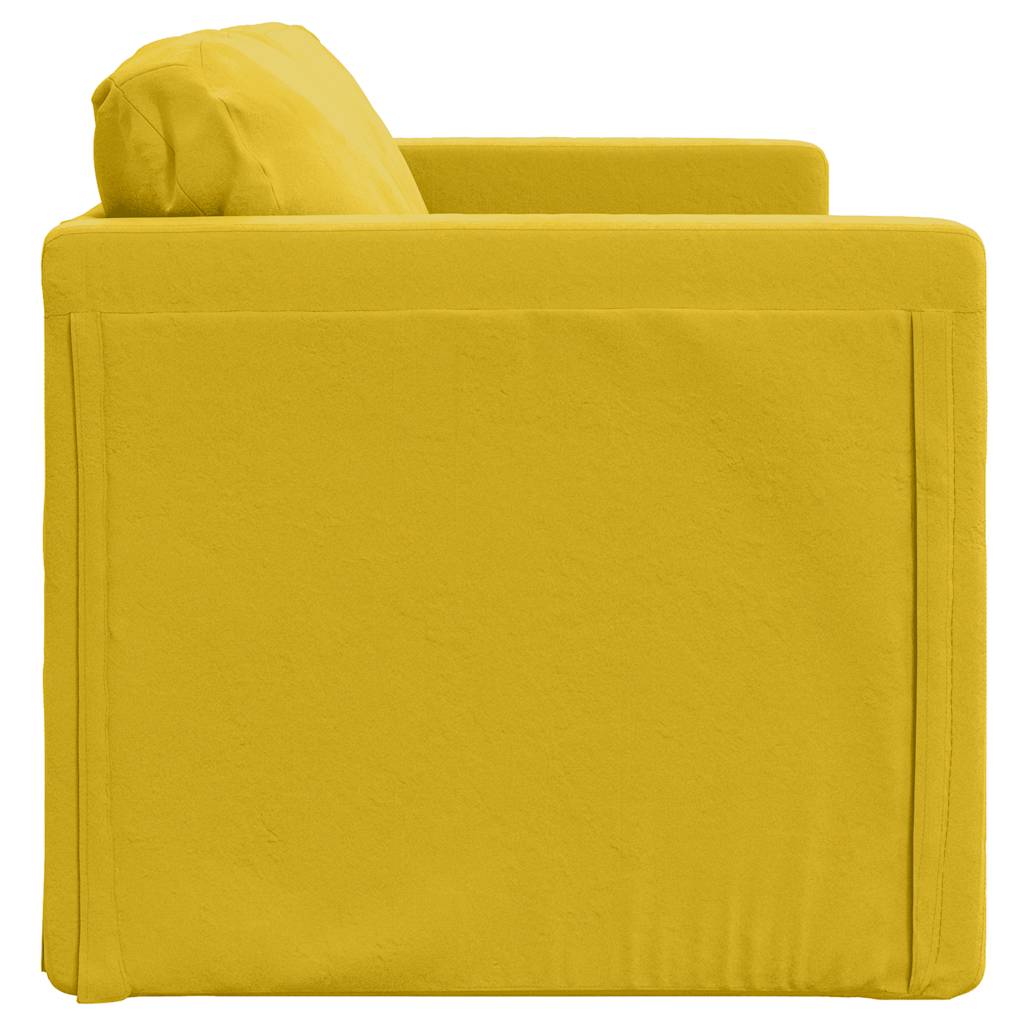 Podni kauč na razvlačenje 2-u-1 tamnožuti 122x204x55 cm baršun