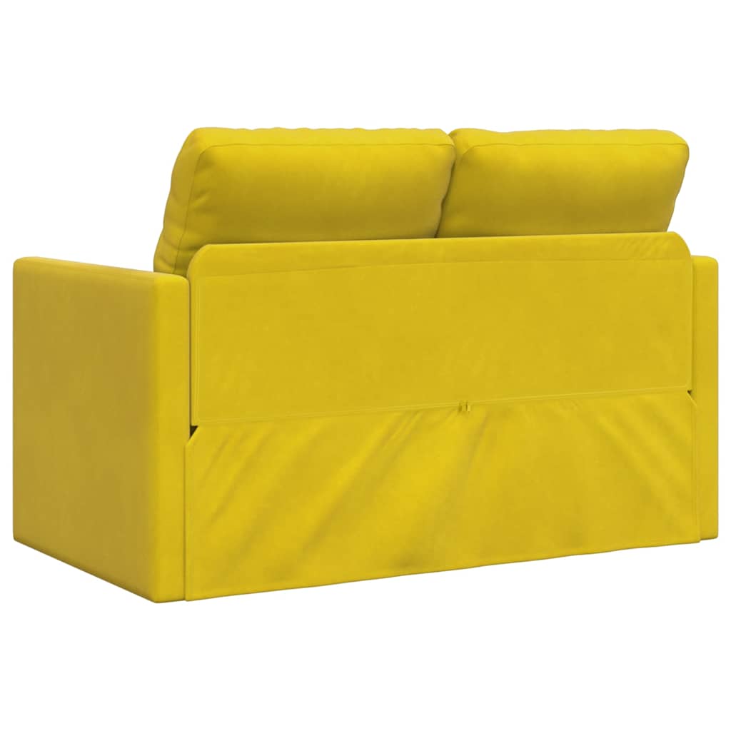Podni kauč na razvlačenje 2-u-1 tamnožuti 122x204x55 cm baršun