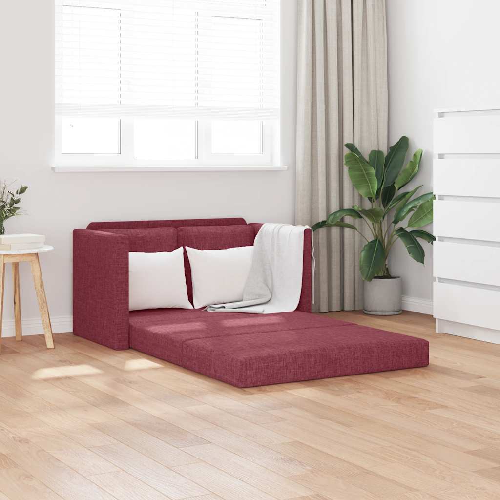 Podni kauč na razvlačenje 2-u-1 boja vina 112x174x55 cm baršun