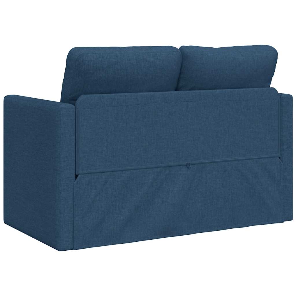 Podni kauč na razvlačenje 2-u-1 plavi 112x174x55 cm od tkanine
