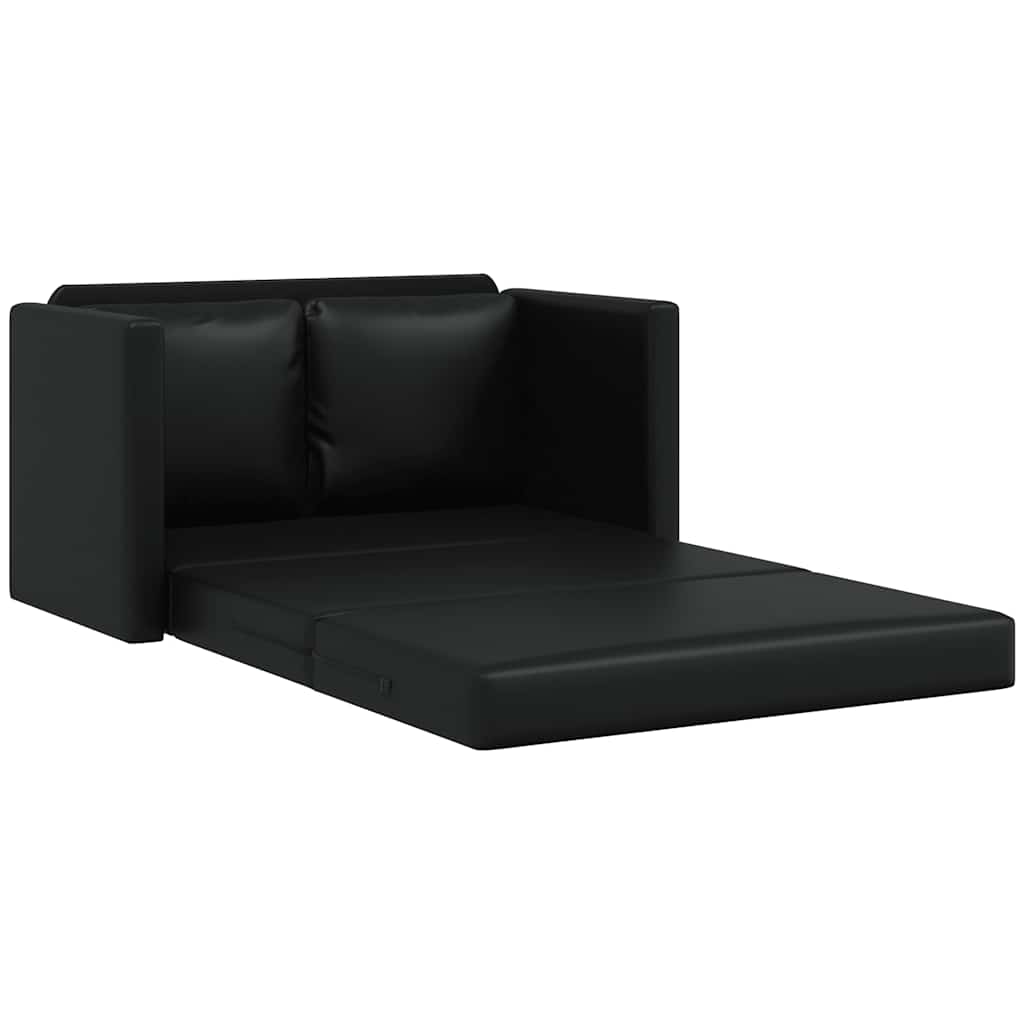 Podni kauč na razvlačenje 2-u-1 crni 112x174x55 cm umjetna koža