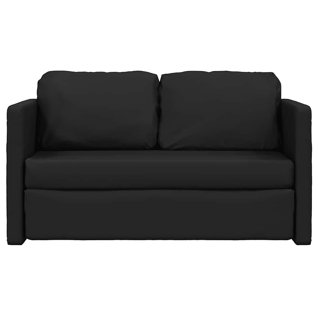 Podni kauč na razvlačenje 2-u-1 crni 112x174x55 cm umjetna koža