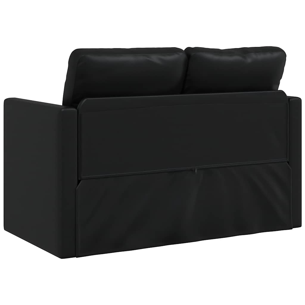Podni kauč na razvlačenje 2-u-1 crni 112x174x55 cm umjetna koža