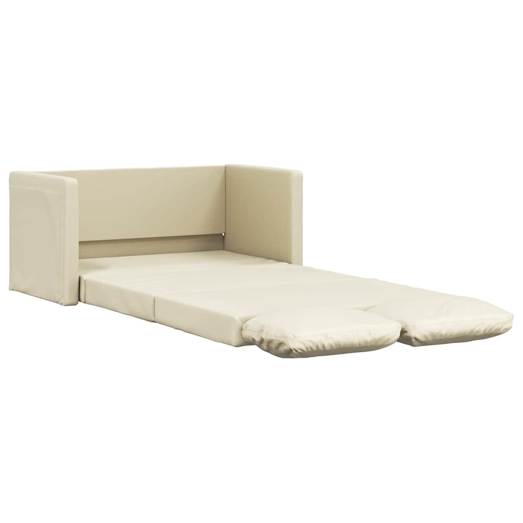 Podni kauč na razvlačenje 2-u-1 krem 112x174x55 cm umjetna koža
