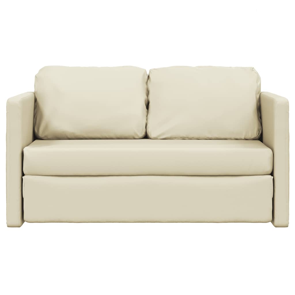 Podni kauč na razvlačenje 2-u-1 krem 112x174x55 cm umjetna koža