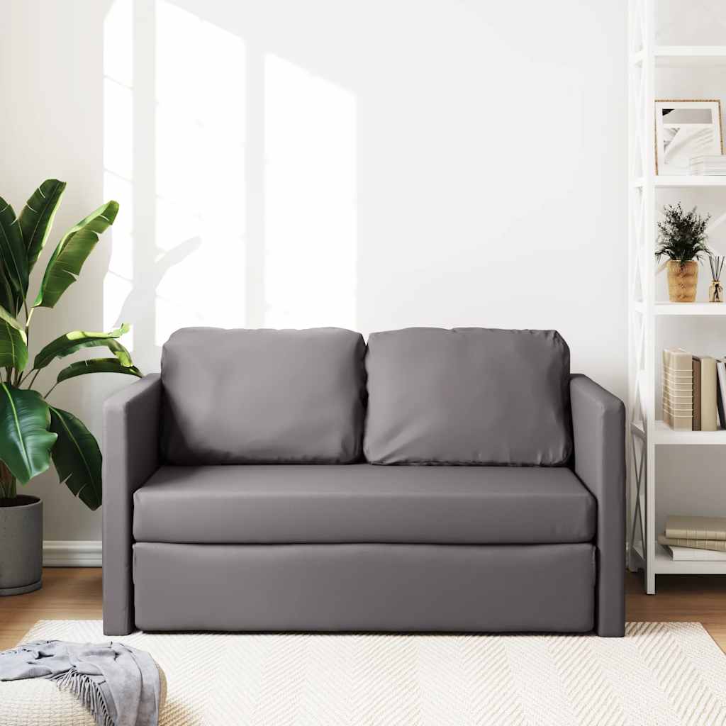 Podni kauč na razvlačenje 2-u-1 sivi 112x174x55 cm umjetna koža